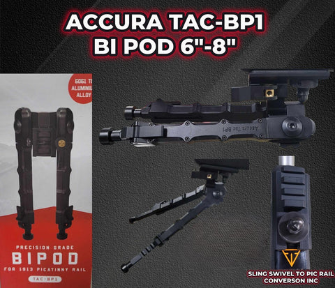 Accura TAC-BP1 Bipod Picatinny fit 6"to 8" height Spring loaded legs (AC-TACBP1)