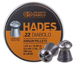 JSB Match Hades .22 Diabolo Airgun Pellets x500