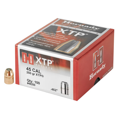 Hornady XTP 45cal (.452) 250gr HP x100 (45200)