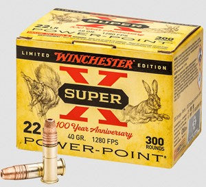 Winchester Super-X 100th anniversary 22lr, 40GR, Power point 1280fps JHP x300