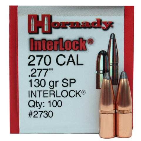 Hornady 270cal 130gr SP interlock x100