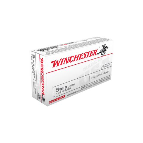 Winchester 9mm luger (9x19) 124gr FMJ ammunition x50