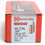 Hornady 30cal .308 SP 180gr projectiles x100 (#3070)