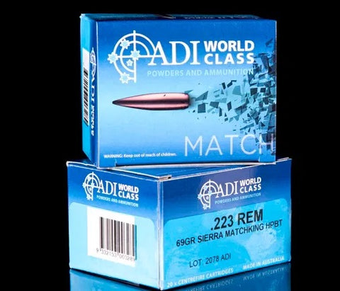 ADI world class 223rem 69gr match ammunition x20