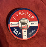 Crosman 22cal 14.3gr hollow point air pellets x500