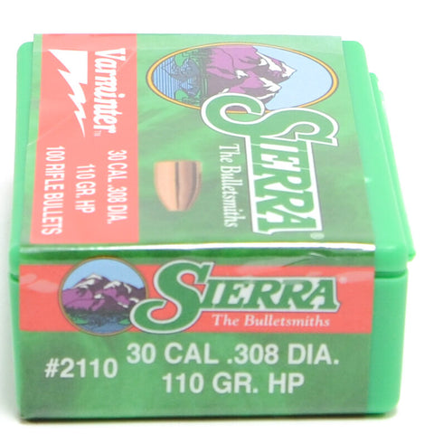 Sierra 30cal 110gr HP varminter projectiles x100 #2110